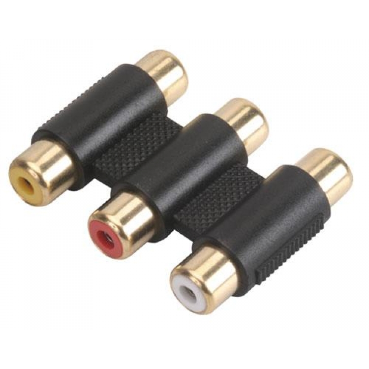 Adaptador con 3 conectores hembras a 3 hembras RCA para Audio/Video