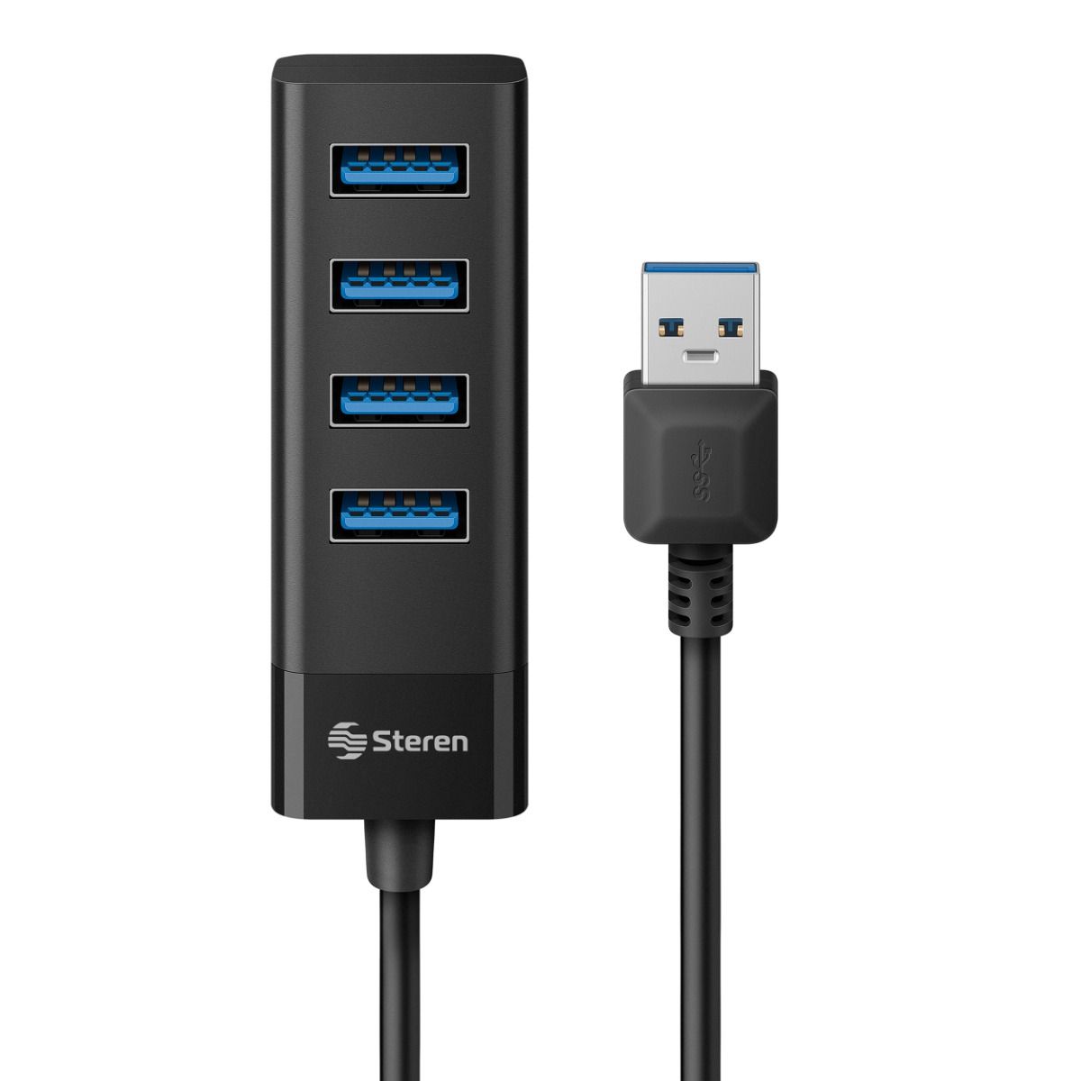 Hub Steren USB 3.0 de 4 Puertos Cable 12.5cm Color Negro USB-5234 - Código: USB-5234 | Compra en Guadalajara