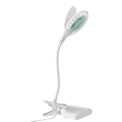 Lámpara LED con lupa (3x), cuello flexible y pinza