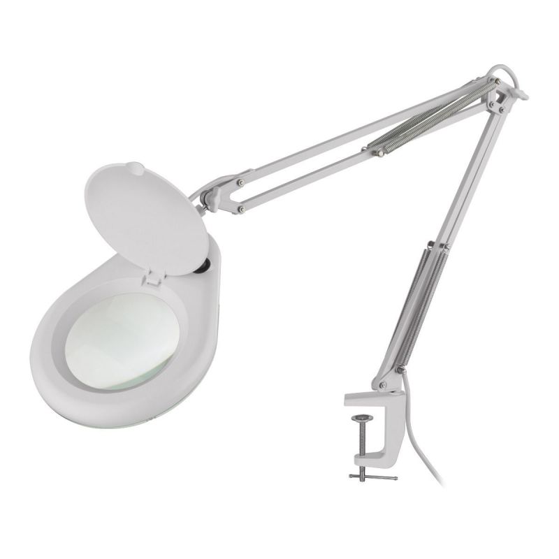 Lámpara LED con lupa (5x) y brazo articulado, blanca St