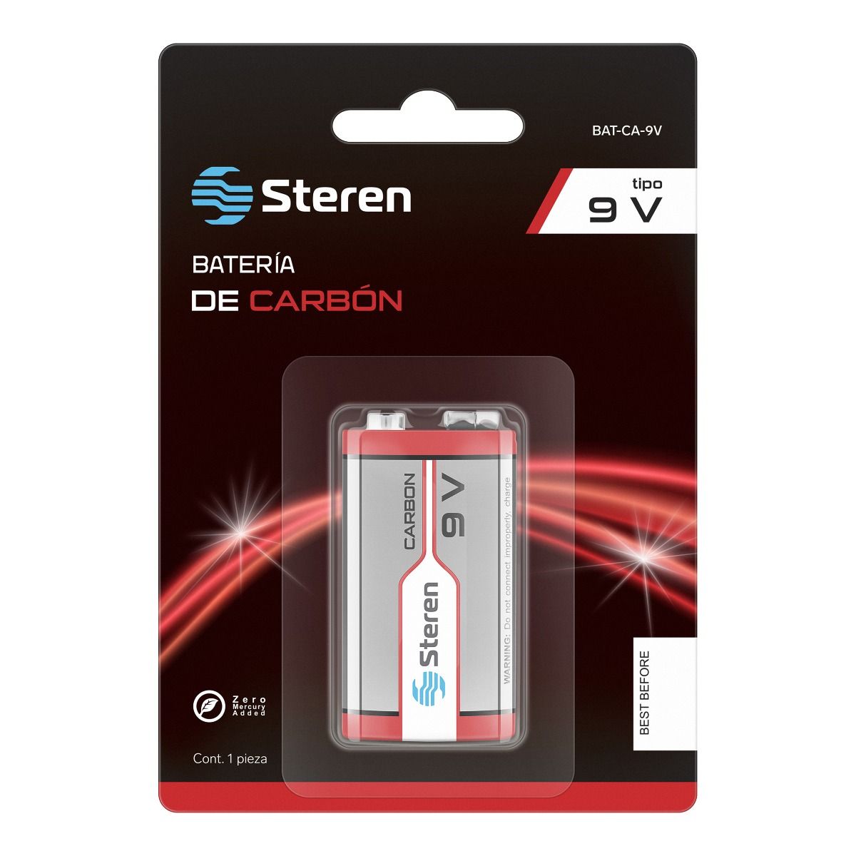 Pila de carbón 9V (cuadrada) Steren Tienda en Línea