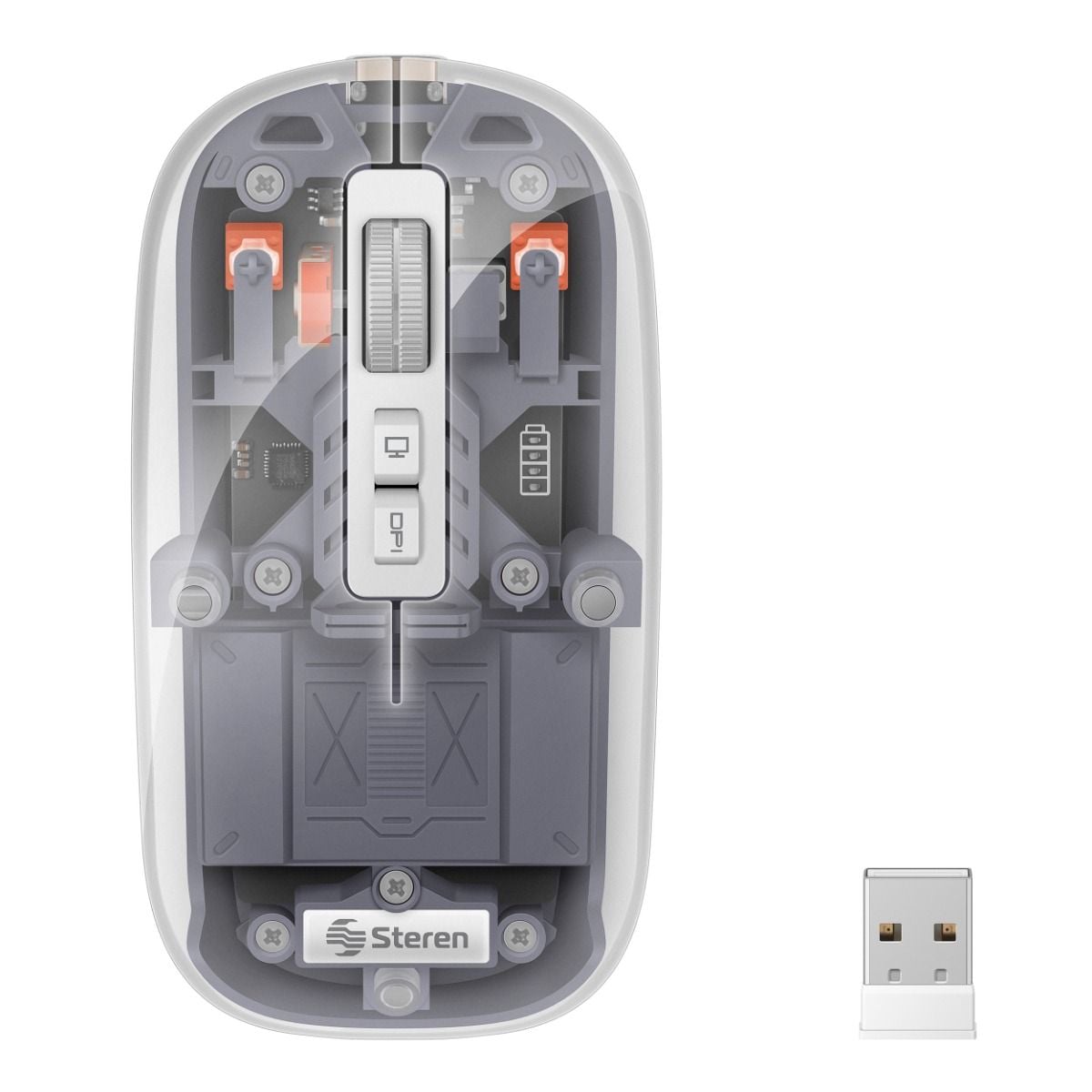 Mouse Bluetooth Rf Multiequipo Transparente Blanco Steren