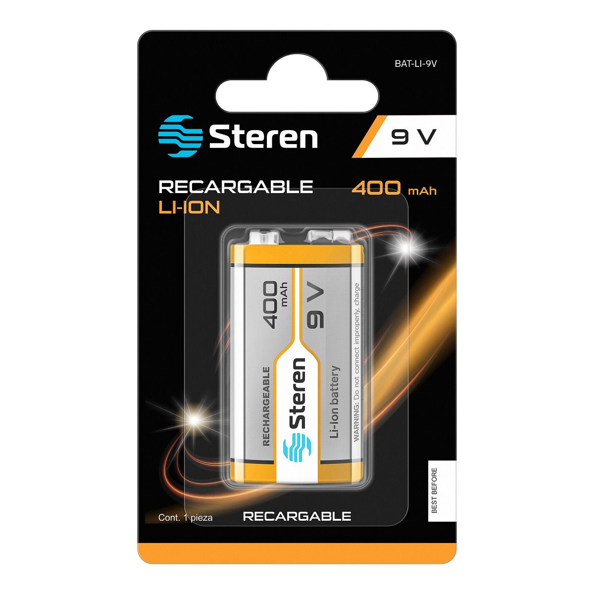 recargable Li-Ion 9V (cuadrada), de 400 mA