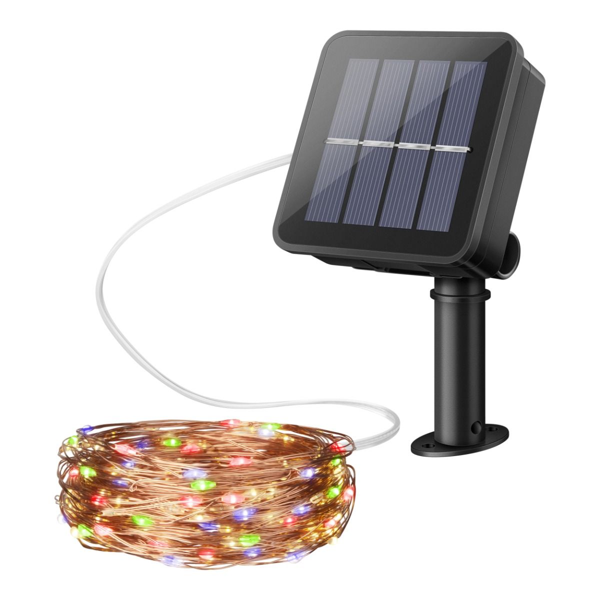LED RGB decorativa de 20 m con panel solar y batería recargable, para exterior