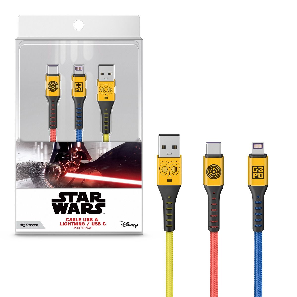 2 en 1, USB a Lightning / USB C Star Wars™ de 1 m