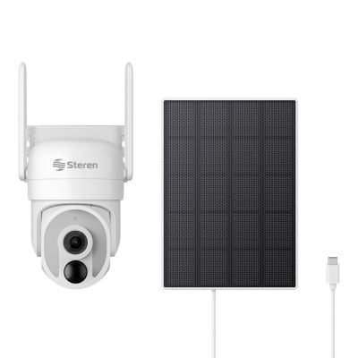 Cámara de seguridad Wi-Fi* 6,4 Mpx robotizada con panel solar, para exterior, compatible con asistentes de voz