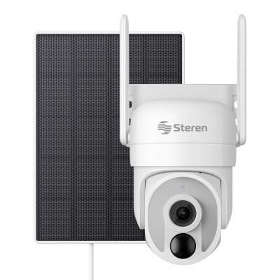 Cámara de seguridad Wi-Fi* 6, 4 Mpx robotizada con panel solar, para exterior, compatible con asistentes de voz