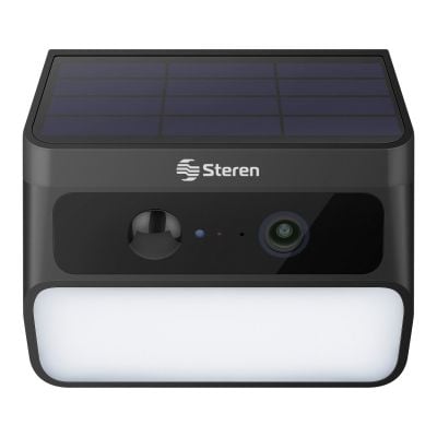 Cámara de seguridad Wi-Fi 6*, 4 Mpx con panel solar, para exterior, compatible con asistentes de voz