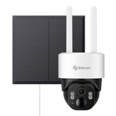 Cámara de seguridad 4G 4 Mpx robotizada con panel solar, para exterior, compatible con asistentes de voz
