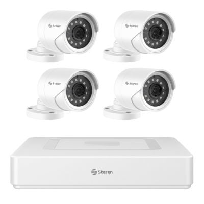Sistema de seguridad CCTV con DVR pentahíbrido de 6 canales, 4 cámaras, disco duro y monitoreo por Internet