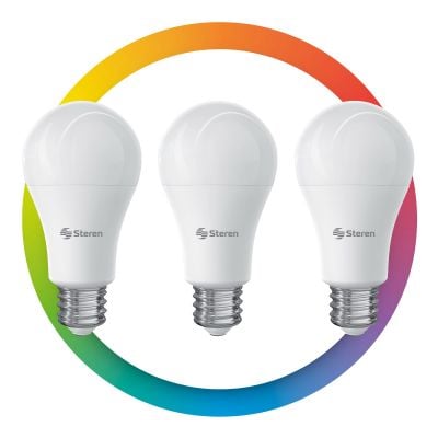 3 focos LED Wi-Fi RGB+W multicolor de 10 W