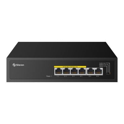 Switch Fast Ethernet de 4 puertos PoE + 2 UPLINK