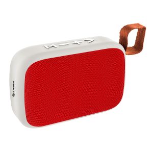 Mini bocina Bluetooth* con reproductor USB/microSD color blanco y rojo