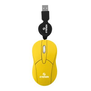 Mouse USB con cable retráctil