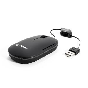 Mouse USB con cable retráctil y luz LED