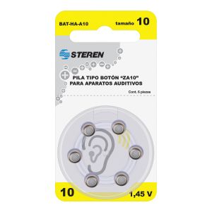 Pila tipo botón "ZA10" para aparatos auditivos