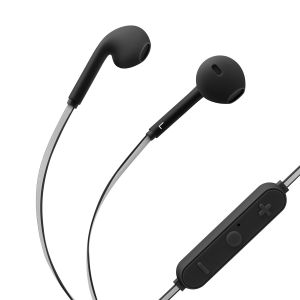 Audífonos Bluetooth* con cable reflejante y auriculares rubber color negro