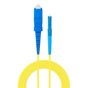 Jumper de FO simplex SM (OS2) cable tipo Riser de 2 mm, SC/UPC a LC/UPC de 5 m