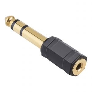 Adaptador jack 3.5m macho a doble jack 6.3 hembra