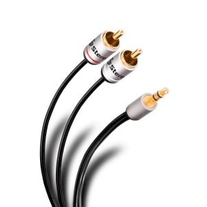 Cable plug 3,5 mm a 2 plug RCA de 90 cm, ultradelgado y conectores reforzados