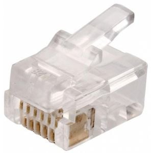 Plug telefónico modular RJ12 de 6 contactos para cable plano