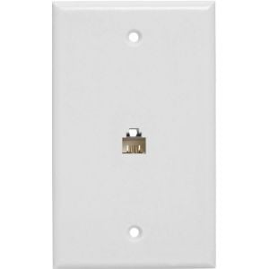 Placa de pared con jack RJ11 de 4 contactos, blanca