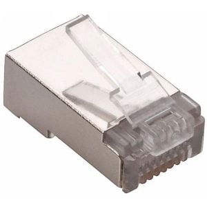 Plug blindado RJ45 de 8 contactos FTP o STP CAT 5e, para cable redondo