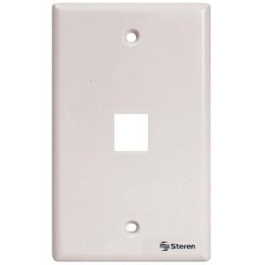 Placa para registro de 1 cavidad, para jack RJ45 CAT 5e y 6, tipo Keystone