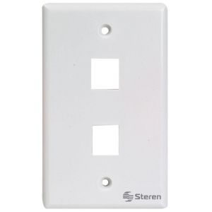 Placa para registro de 2 cavidades, para jack RJ45 CAT 5e y 6, tipo Keystone