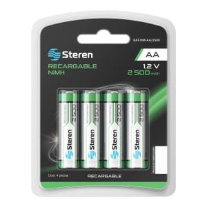 Paquete de 4 pilas recargables de alta capacidad "AA" NiMH 2500 mAh
