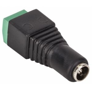 Adaptador jack invertido 2.1 mm a 2 terminales atornillables