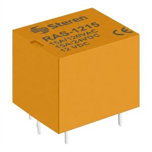 Relevador compacto de 1 polo, 2 tiros (SPDT) y bobina de 12 Vcc, 15 A