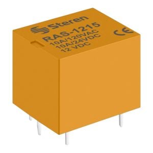 Relevador compacto de 1 polo, 2 tiros (SPDT) y bobina de 12 Vcc, 15 A