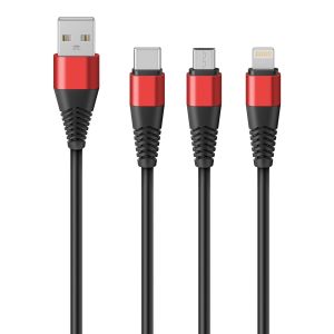 Cable 3 en 1, USB a LIGHTNING / micro USB / USB C, de 1,2 m