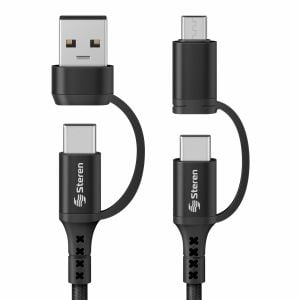 Cable 4 en 1, USB/USB C a micro USB/USB C de 1 m