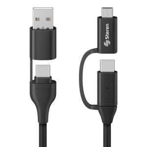 Cable 4 en 1, USB/USB C a micro USB/USB C de 1 m