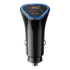 Cargador USB C PD 20 W y USB QC 18 W, para auto