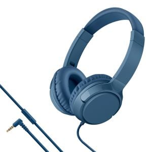 Audífonos manos libres con cable tipo cordón, plegables, azules