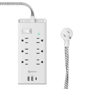 Multicontacto de 6 tomas Extensão Elétrica 6 Tomadas Com 2 Portas Usb 7906  con usb color blanco largo del cable de 150cm 10A 127V/220V