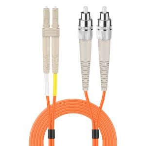 Jumper de FO dúplex MM (OM1) cable tipo Riser de 2 mm LC/UPC a FC/UPC, de 5 m
