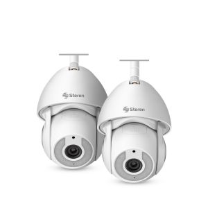 2 cámaras de seguridad Wi-Fi / Ethernet Full HD robotizada con seguidor de movimiento para exterior