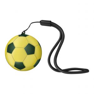 Mini bocina Bluetooth* con forma de balón color amarillo