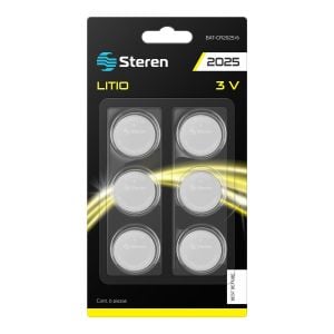 6 pilas de litio tipo botón “CR2025”