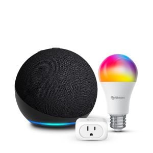 Alexa ECHO 5ª Gen más Contacto Wi-Fi más Foco LED Wi-Fi RGB+W multicolor de 10 W (ECHO DOT 5 GEN NE / SHOME-100 / SHOME-120)