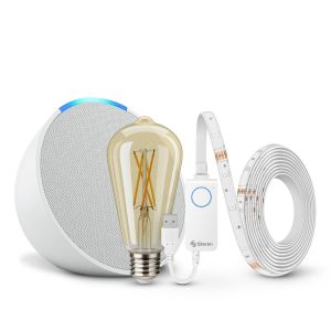 Alexa ECHO POP más foco Wi-Fi y serie LED Wi-Fi (ECHO POP BL / SHOME-124 / SHOME-1282)
