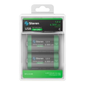 2 baterías recargables USB Li-ion tipo C, de 3750 mWh