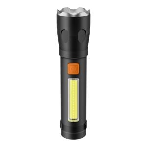 Linterna LED de 490 lúmenes 2 en 1 con batería recargable y estructura de aluminio