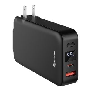 Cargador USB con Power Bank de 10,000 mAh, PD 20 W / QC 18 W con 1 salida USB C, 1 salida USB, cables integrados USB C y Lightning* y clavija abatible