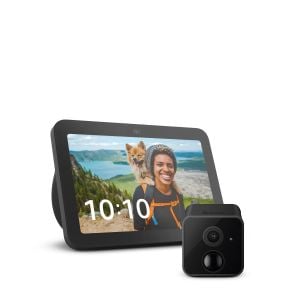 Pantalla inteligente con Alexa y cámara de 13 MPx (3a Gen) más mini cámara de seguridad Wi-Fi* 2 Mpx fija con batería recargable (ECHO SHOW 8 3A NE / CCTV-241)