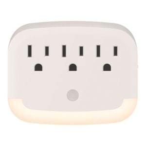 Multicontacto de pared con 3 salidas polarizadas y luz LED de noche
